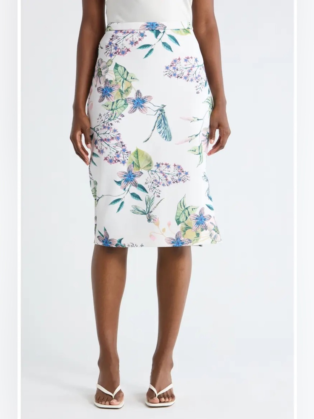 T Tahari Floral Scuba Pencil Skirt Sz Large
